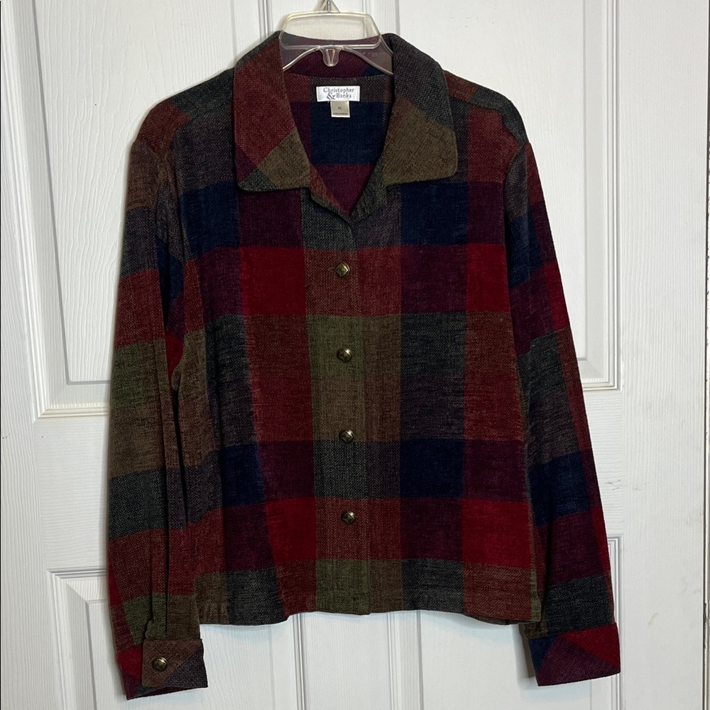 Christopher & Banks Plaid Jacket - Red, Green, Blue